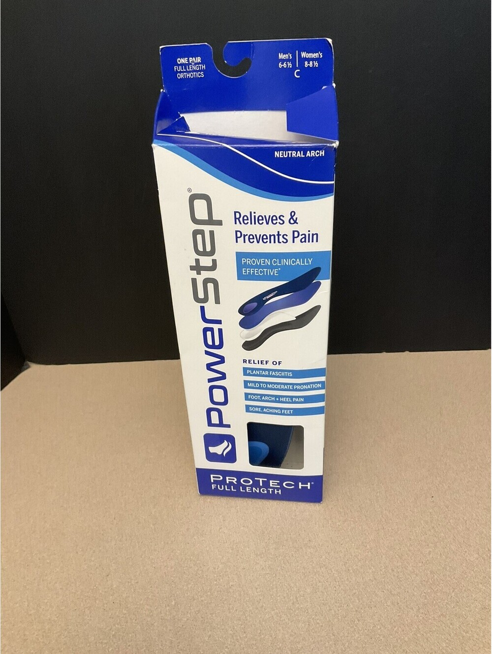 New! Powerstep Pinnacle Neutral Orthotic Insoles. Mens 6-6.5. Women’s 8-8.5